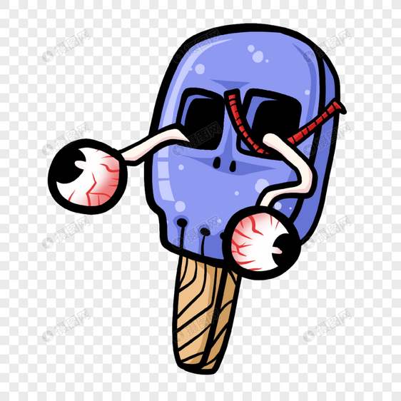 怪物甜品波普嘻风格蓝色冰棍图片
