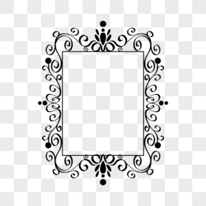 边框装饰黑白线稿古典花纹长方形图片