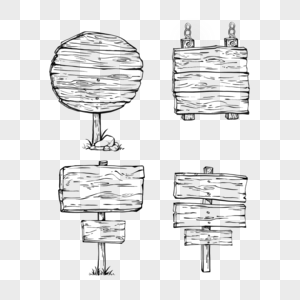 木板指示牌卡通线稿高清图片