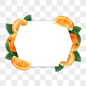 橙子水果水彩装饰边框图片