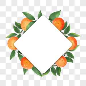 橙子水果水彩新鲜边框图片