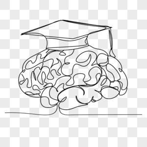 大脑智慧学术博士帽线条画抽象图片