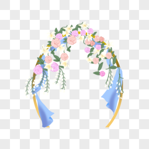 花卉拱门水彩风格婚礼装饰图片
