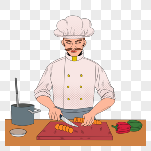 厨师切胡萝卜波普艺术烹饪图片