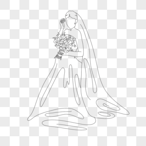婚礼婚纱线条简约黑色图片