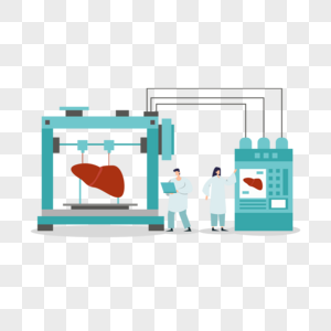 3d科技打印机医学肝脏插画图片