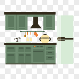 厨房商务扁平冰箱插画图片