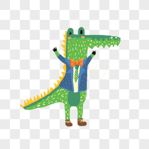 鳄鱼动物卡通斯堪的纳维亚风格图片