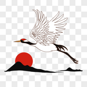 仙鹤传统风格自由飞翔白色图片