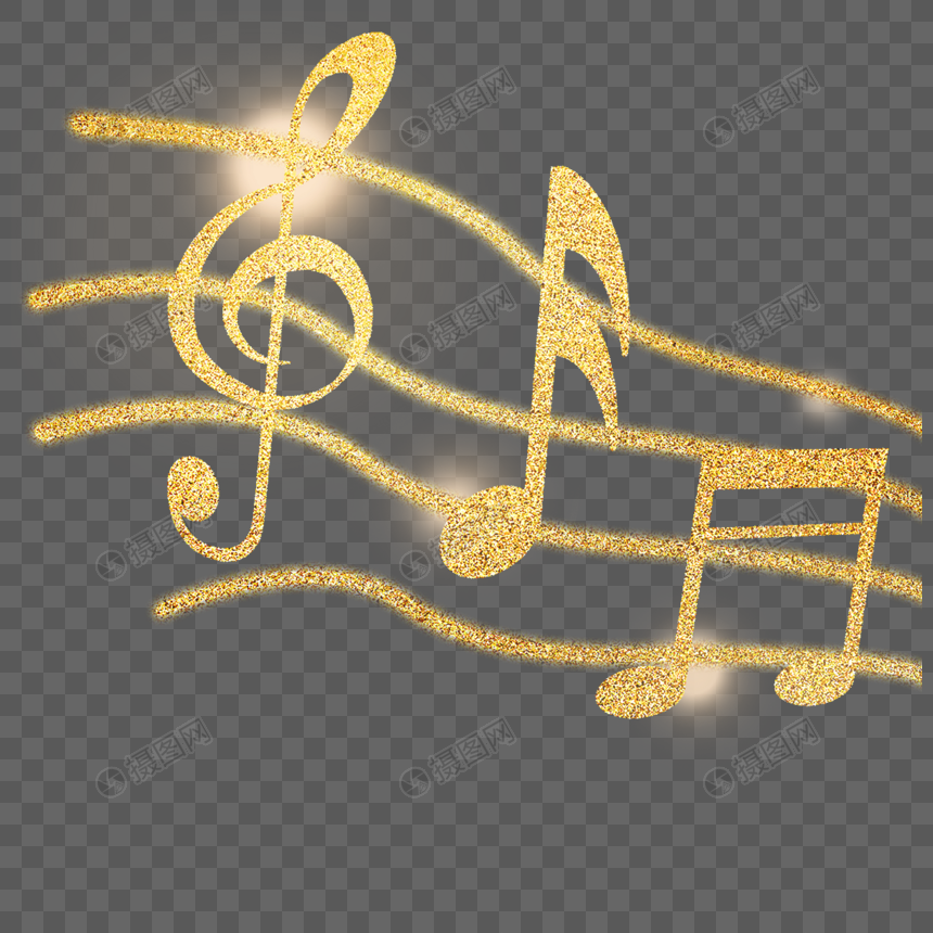 音乐金色符号金粉光效图片