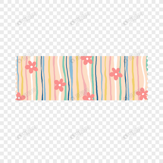 胶带可爱贴纸密集彩色线条花朵图案图片