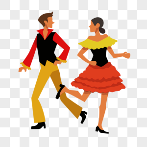 卡通伦巴舞者跳舞的男人和女人图片