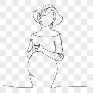抽象线条画时尚孕妇半身像图片