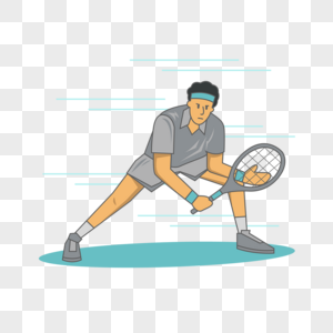 网球比赛运动概念插画球场上准备比赛的运动员图片