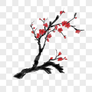 水墨风格新年梅花树图片