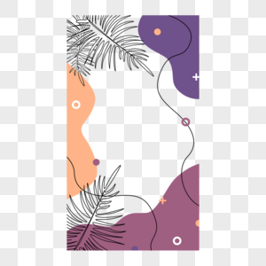 抽象线条画树叶边框紫色流体图片