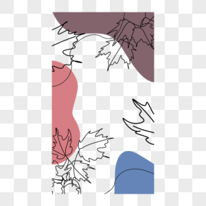 抽象线条画树叶边框植物图片