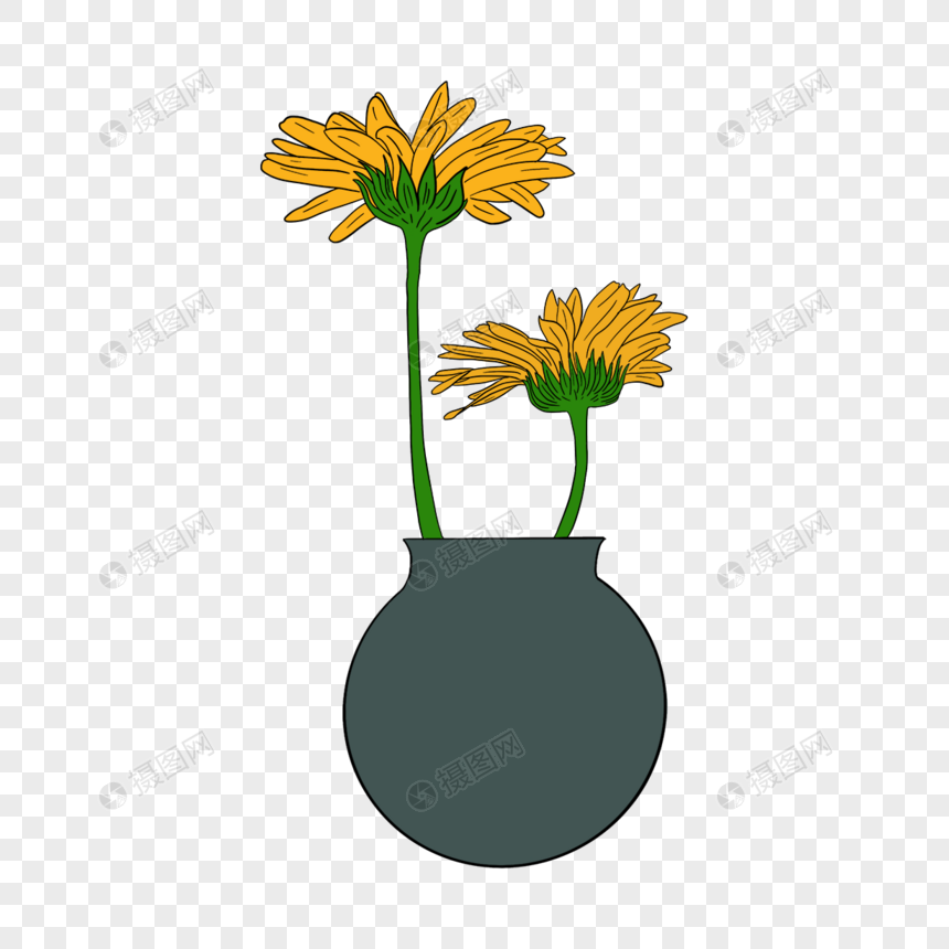 花卉抽象菊花瓶子植物图片