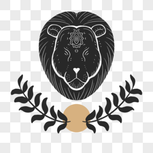 狮子座波西米亚风格十二星座徽标图片