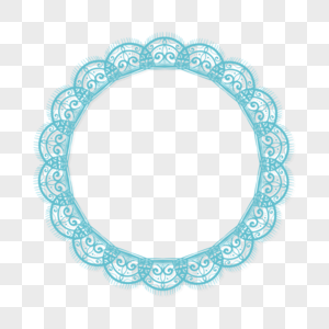 可爱蓝色圆圈花纹蕾丝边框高清图片