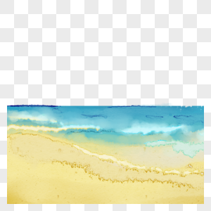 沙滩海水海浪水彩边框图片