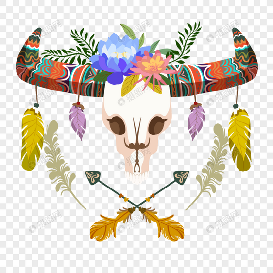 动物头骨波西米亚装饰图片