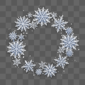 冬天雪花边框雪花围成的圆形图片