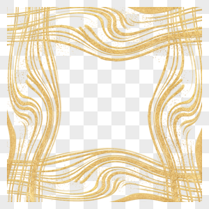 歪曲涂鸦线条金色笔刷抽象边框图片