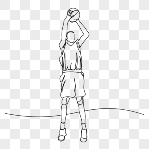 艺术线条画篮球运动员投篮图片