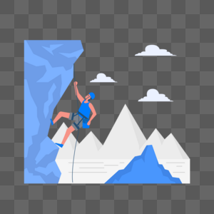 爬山运动概念插画户外使用绳钩攀岩的人图片