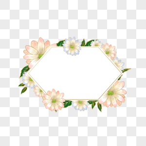 光效金线婚礼白色花卉边框图片
