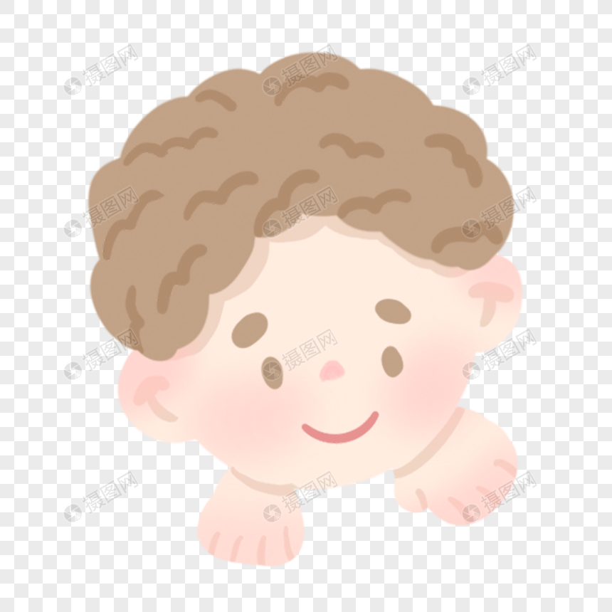灰色卷发男生卡通儿童