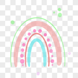 绿色线条圆点水彩波西米亚风格彩虹图片