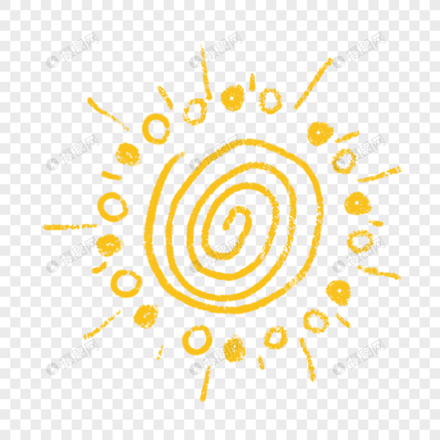 螺旋花纹卡通涂鸦太阳