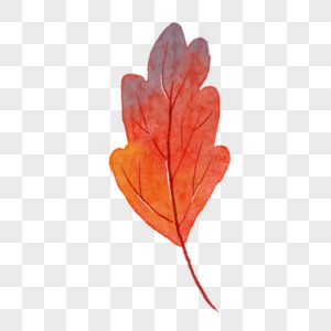 渐变红色花纹水彩秋季树叶图片