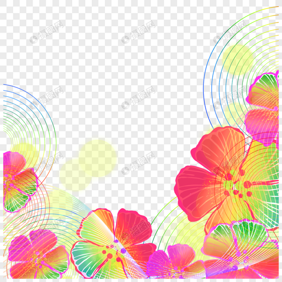 彩色花卉抽象渐变边框图片
