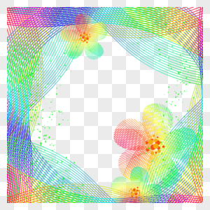 彩色花卉抽象渐变网格边框图片