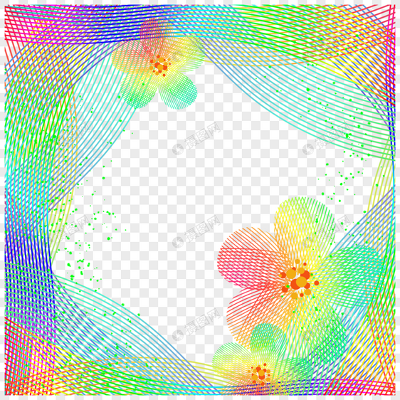彩色花卉抽象渐变网格边框图片