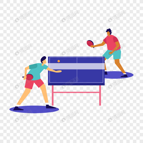 乒乓球运动插画进行中的乒乓球比赛图片