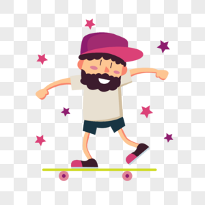 街头滑板运动人物卡通滑板男孩插画图片