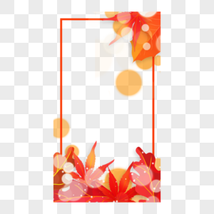 秋季光效树叶故事红色边框图片
