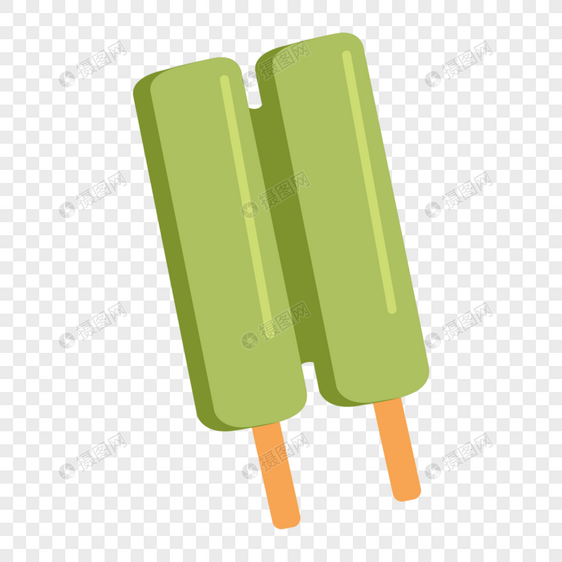 两根绿色冰凉抹茶甜品雪糕图片