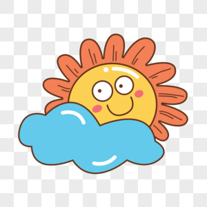 搞怪表情卡通可爱太阳和云朵图片