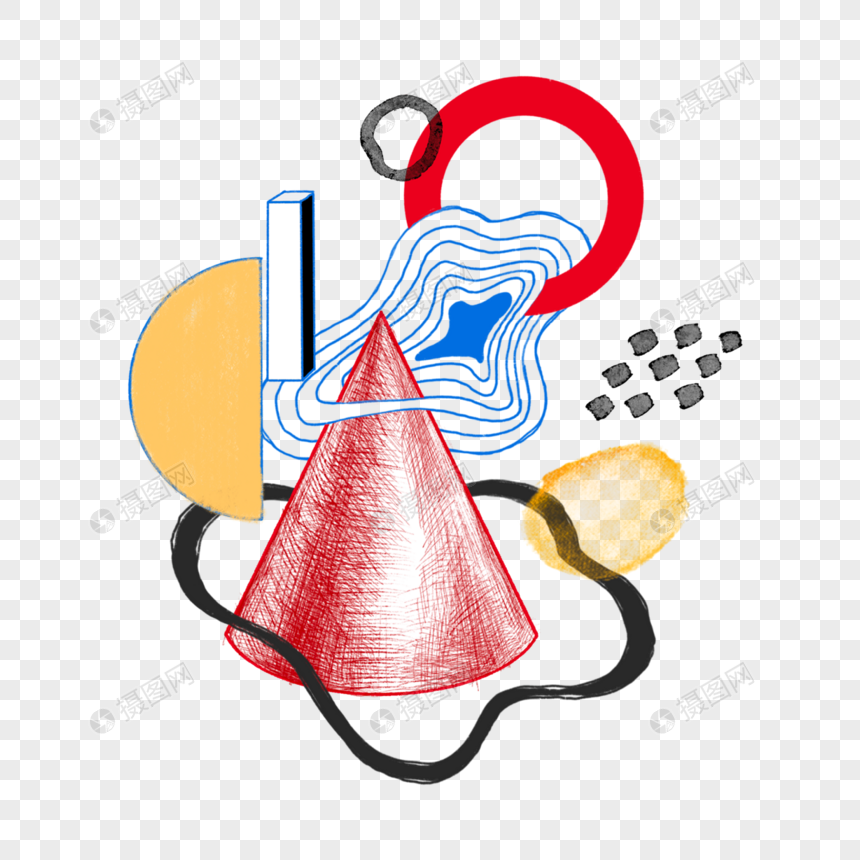 创意圆锥体素描图案