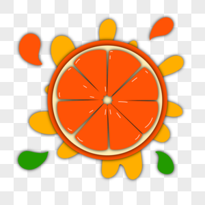 香橙水果与水果汁飞溅植物剪纸图片