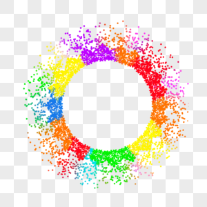 五颜六色的彩虹圆圈飞溅颜料水彩边框图片