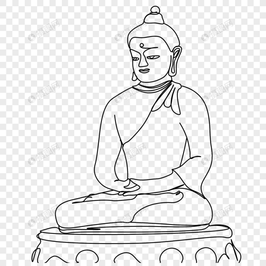 艺术线条画打坐佛像