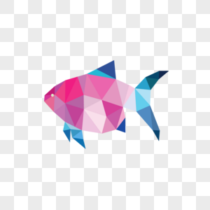 粉色蓝色游动的低聚抽象鱼图片