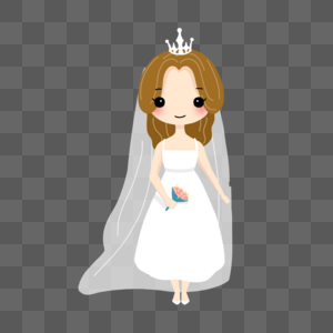 白色皇冠婚纱新娘卡通婚礼人物图片