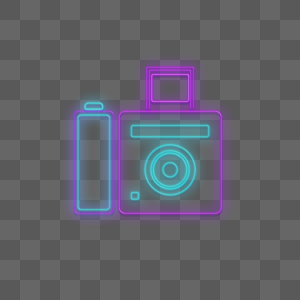 蓝紫色线条霓虹相机图片